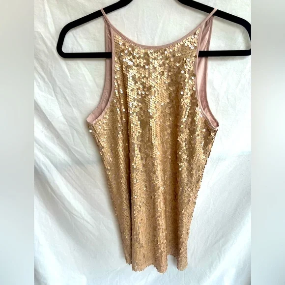 Forever 21 | Dresses | Forever 2 Sequence Dress Gold Sequence On Blush  Material Size S Tie Back | Poshmark
